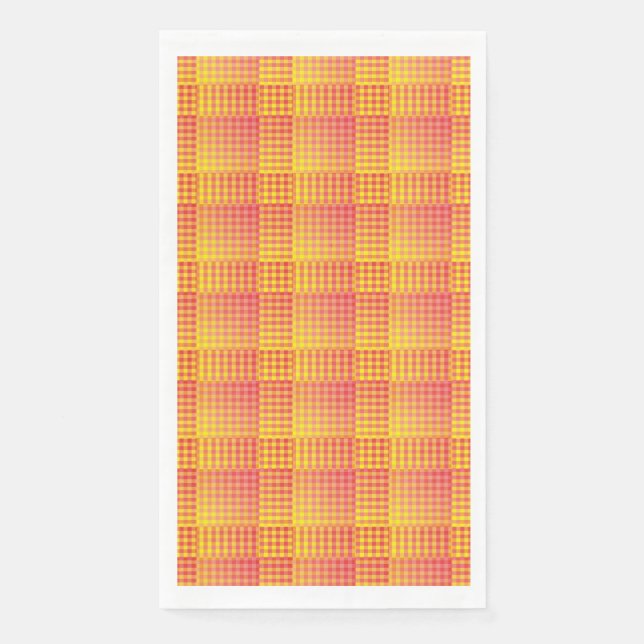 Servilleta De Papel Red Yellow Checker Abstract Pattern (Anverso)