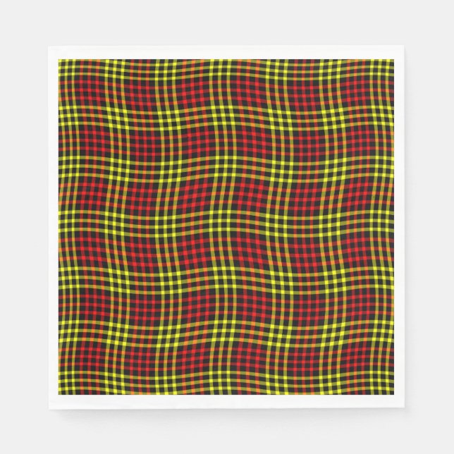 Servilleta De Papel Red Yellow Plaid Checker Seamless Pattern (Anverso)