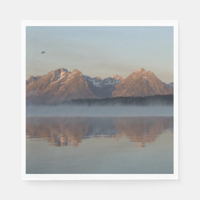 Servilleta De Papel Reflexión sobre la represa de Jackson Lake en el p (Anverso)