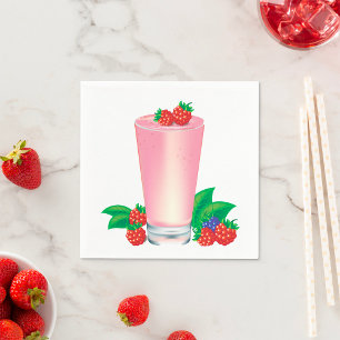 Servilleta De Papel Refrescante Berry Smoothie Bebida Rosa