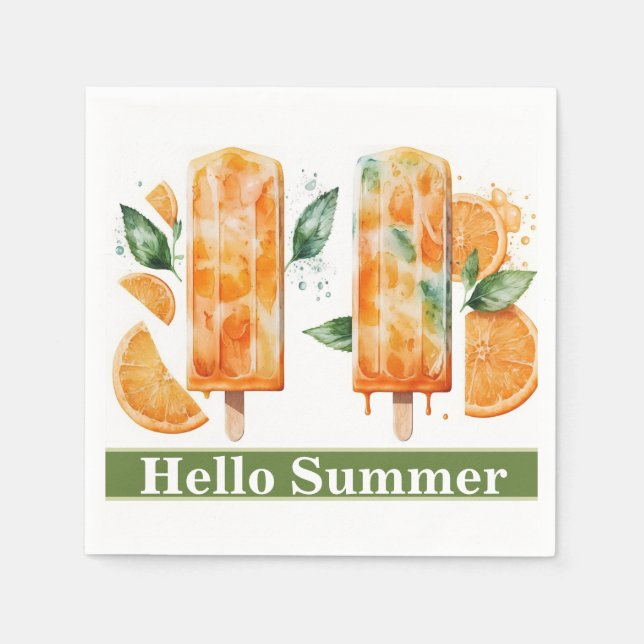 Servilleta De Papel Refrescante Naranja Popscles, HOLO SUMMER (Anverso)