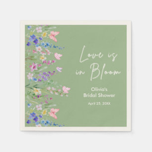 Servilleta De Papel Regadera Floral Verde Salvia El Amor está en Flor 