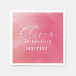 Servilleta De Papel Regadera Nupcial Cursiva Ombre Rosa Brillante Boho