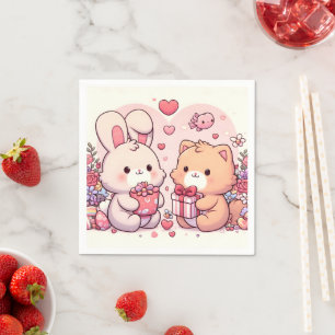 Servilleta De Papel Regalo de amor de osito conejito Kawaii lindo de S