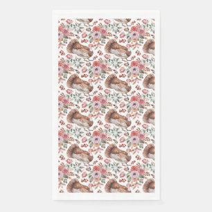 Servilleta De Papel Regalo de cumpleaños Floral y pájaro con pavos