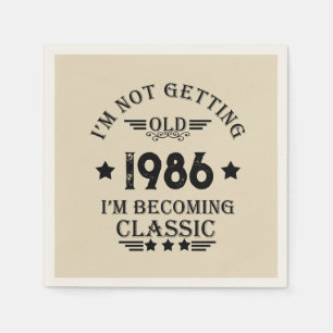 Servilleta De Papel Regalo de cumpleaños vintage personalizado negro