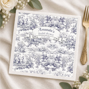 Servilleta De Papel Regalo de ducha nupcial floral vintage negro toile