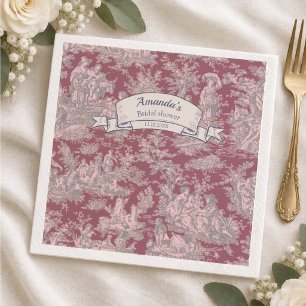Servilleta De Papel Regalo de ducha nupcial floral vintage negro toile