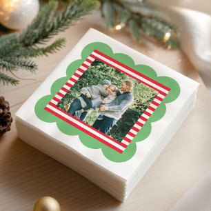 Servilleta De Papel Regalo de foto de Navidad con marco escalonado y r