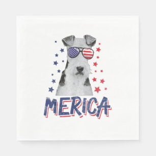 Servilleta De Papel Regalo De Merica Wire Fox Terrier Dog 4 De Julio E