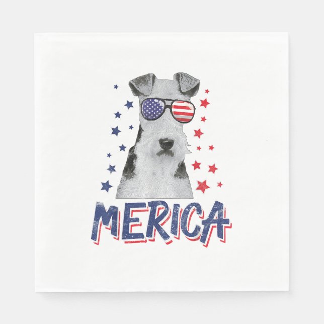 Servilleta De Papel Regalo De Merica Wire Fox Terrier Dog 4 De Julio E (Anverso)