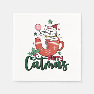 Servilleta De Papel Regalo de Navidad Feliz Catmas Adorable