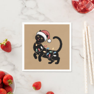 Servilleta De Papel Regalo de Navidad para mamá amante de gatos negros