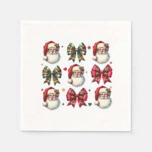 Servilleta De Papel Regalo de Navidad Santa & Lazo