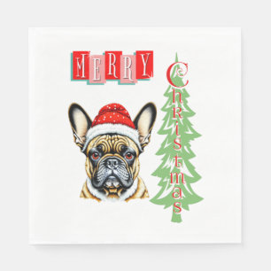 Servilleta De Papel Regalo de Navidades de Bulldog de Francia