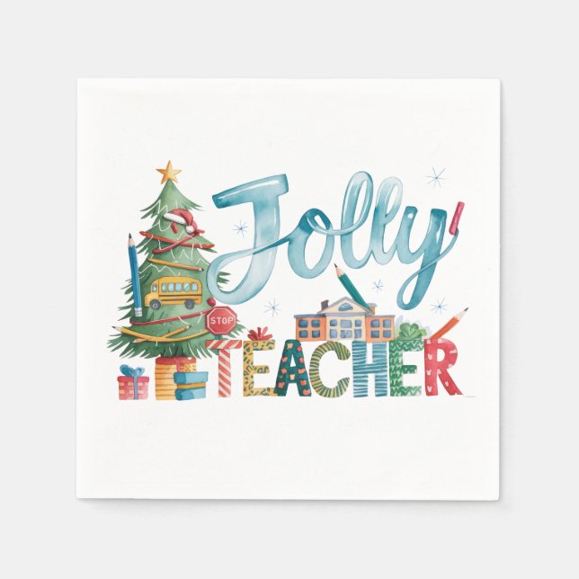 Servilleta De Papel Regalo para Maestro | Feliz Navidad Maestro Alegre (Anverso)