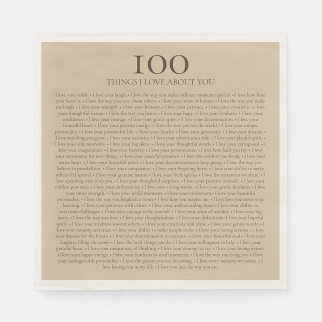 Servilleta De Papel Regalo personalizable de 100 cosas que amo de ti  (Anverso)