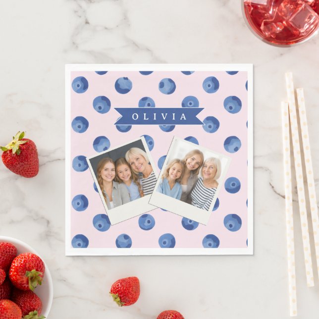 Servilleta De Papel Regalo Personalizado de Acuarela de Arándanos Azul (In situ)