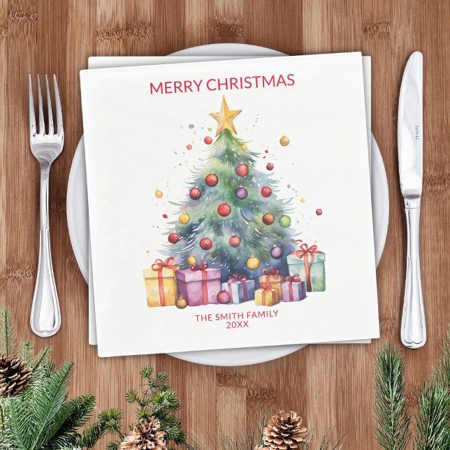 Servilleta De Papel Regalos de árbol de Navidad Fiesta roja (Subido por el creador)