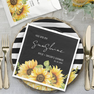 Servilleta De Papel Regalos de boda con nombres de girasol en blanco y