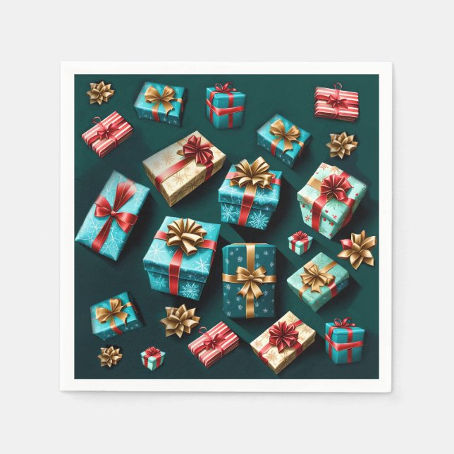 Servilleta De Papel Regalos de vacaciones Ajuste elegante Rojo azul do (Anverso)