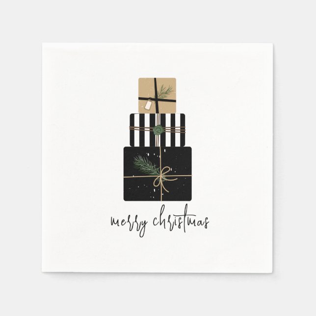 Servilleta De Papel Regalos navideños modernos (Anverso)