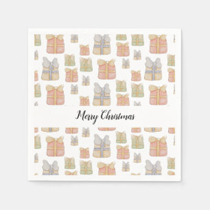 Servilleta De Papel Regalos Navideños Vintage Lindos Arte Acuarela