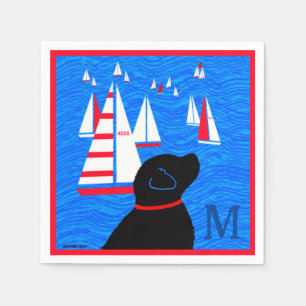 Servilleta De Papel Regatta Day Black Dog Cocktail Napkins Monograma