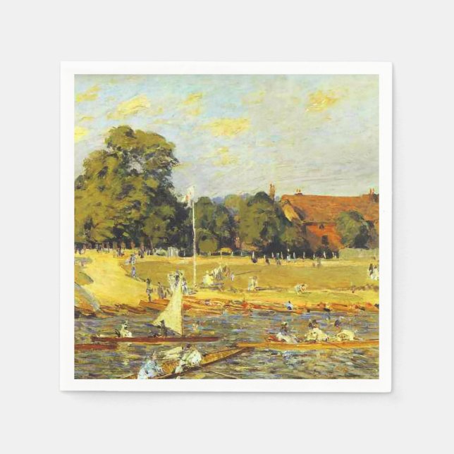 Servilleta De Papel Regatta en Hampton Court Alfred Sisley Poster (Anverso)