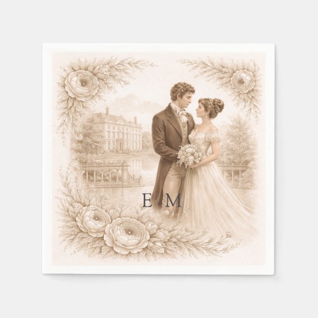 Servilleta De Papel Regency Botanical Engraving Wedding  (Anverso)