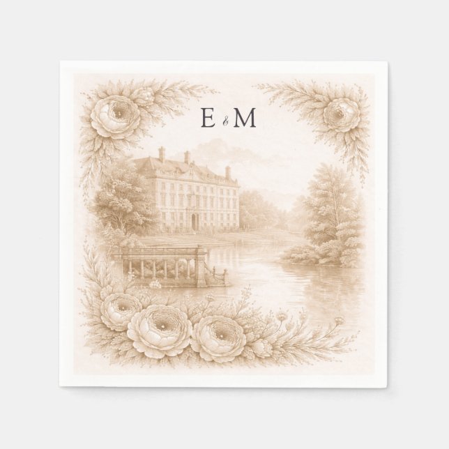 Servilleta De Papel Regency Botanical Engraving Wedding  (Anverso)