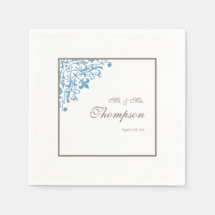 Servilleta De Papel Regency French Blue Fleur de Lis Wedding Recepción