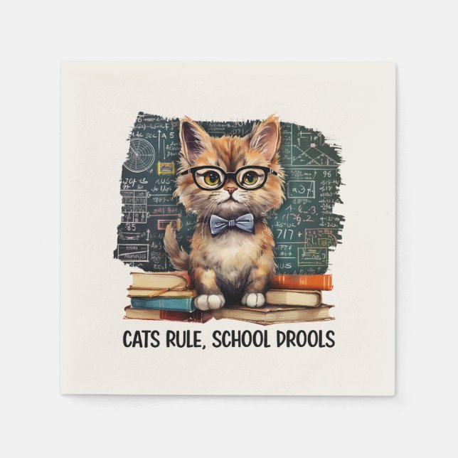 Servilleta De Papel Regla de los gatos, escuelas (Anverso)