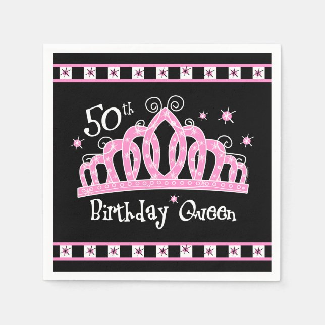 Servilleta De Papel Reina de cumpleaños número 50 de Tiara (Anverso)