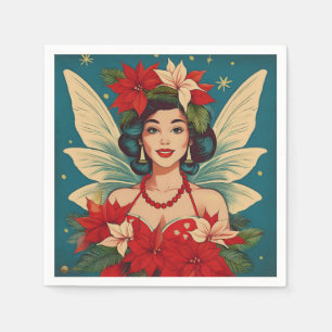 Servilleta De Papel Reina de la belleza pin-up navideña tropical retro