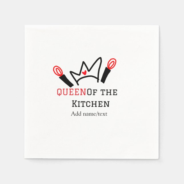 Servilleta De Papel Reina de la cocina chef cocinar añadir nombre a la (Anverso)