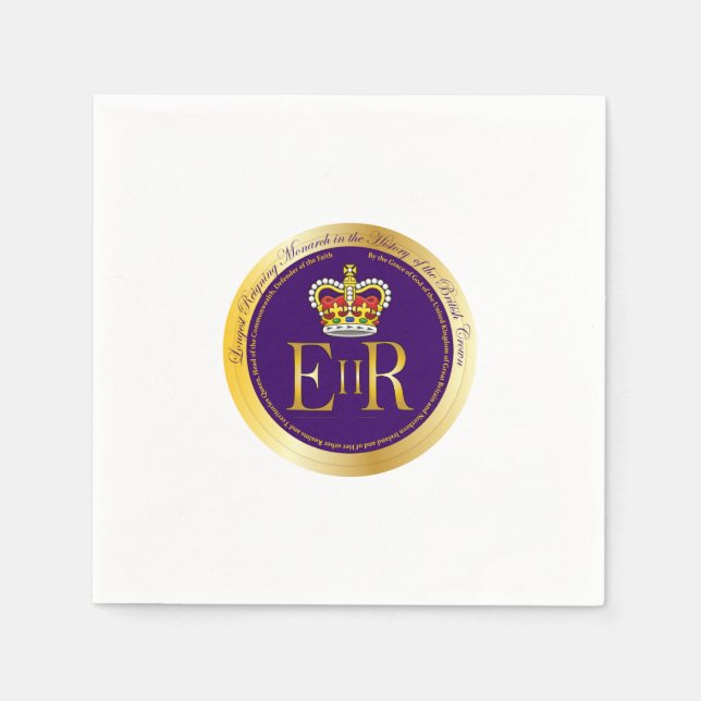 Servilleta De Papel reinado de la Reina Isabel II (Anverso)