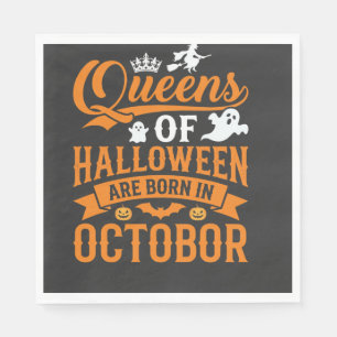 Servilleta De Papel Reinas de Halloween nacidas en octubre tipografía
