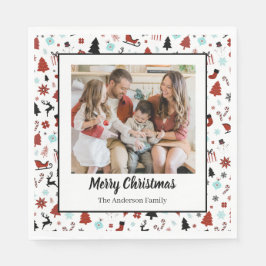 Servilleta De Papel Reindeer Sleigh Christmas Pine Trees