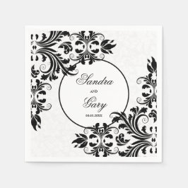 Servilleta De Papel Rejillas blancas de encaje negro elegantes