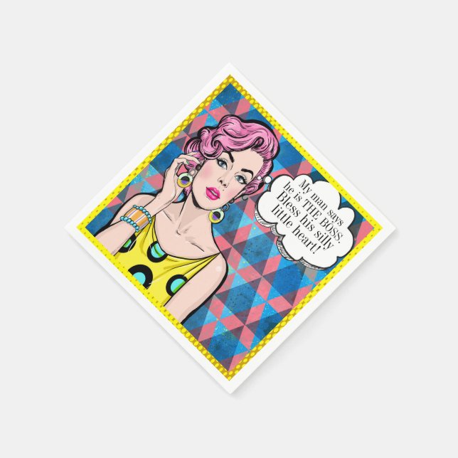 Servilleta De Papel Relación de arte pop Humor Cocktail Napkin (Borde)