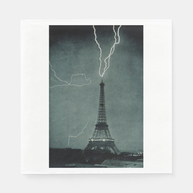 Servilleta De Papel Relámpago que impacta la Torre Eiffel (Anverso)
