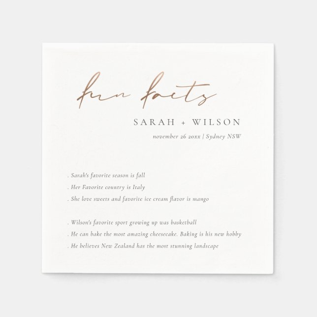 Servilleta De Papel Relieve metalizado de cobre Guión blanco negro Bod (Anverso)