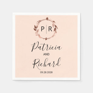 Servilleta De Papel Relieve metalizado de oro rosa de cada Rosa Monogr