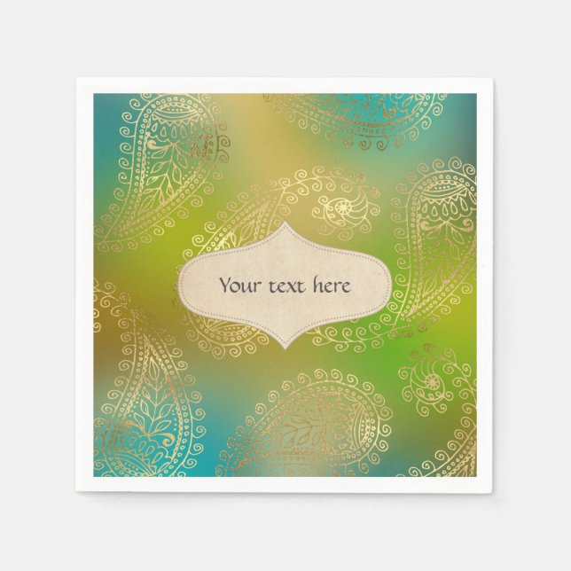 Servilleta De Papel Relieve metalizado dorado árabe (Anverso)