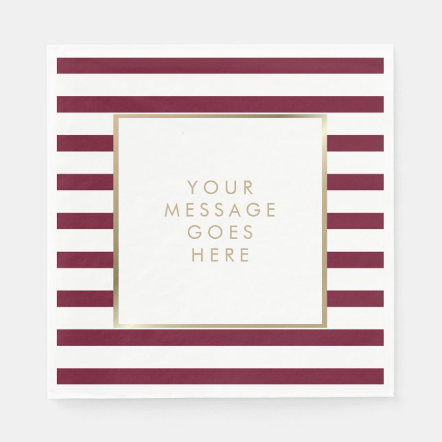 Servilleta De Papel Relieve metalizado dorado Burgundy White Stripe Fa (Anverso)