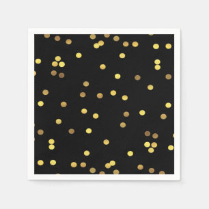 Servilleta De Papel Relieve metalizado dorado clásico Confetti negro