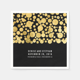 Servilleta De Papel Relieve metalizado dorado confetti boda negro