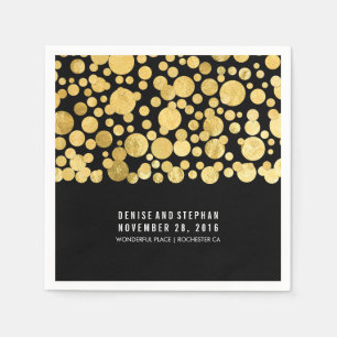 Servilleta De Papel Relieve metalizado dorado confetti boda negro