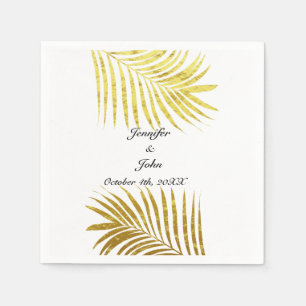 Servilleta De Papel Relieve metalizado dorado de follaje de árbol de p
